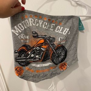 NWT motorcycle tube top with lace up back